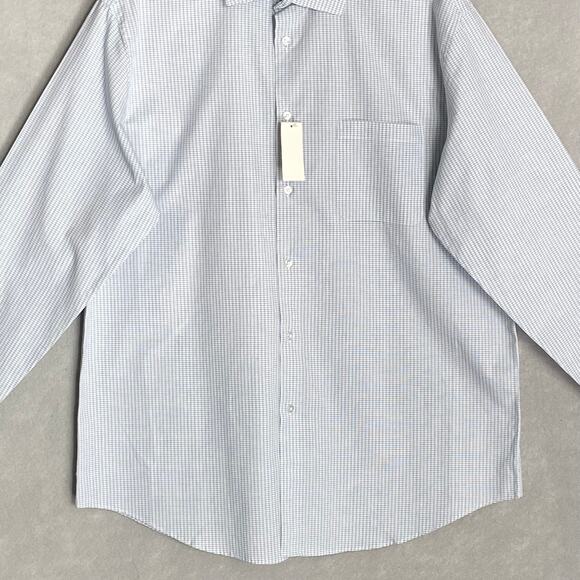 Calvin Klein Men's Large 16-16.5 34/35 Dress Shirt Regular Fit Blue Check NEW - Picture 4 of 13